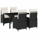 vidaXL Kültéri étkező szett 5 pcs Fekete és krémfehér 150 x 90 x 75 cm