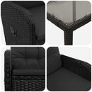 vidaXL Kültéri étkező szett 7 pcs Fekete 190 x 90 x 75 cm polirattan