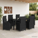 vidaXL Kültéri étkező szett 7 pcs Fekete 190 x 90 x 75 cm polirattan