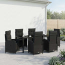 vidaXL Kültéri étkező szett 7 pcs Fekete 190 x 90 x 75 cm polirattan