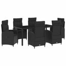 vidaXL Kültéri étkező szett 7 pcs Fekete 190 x 90 x 75 cm polirattan