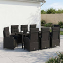 vidaXL Kültéri étkező szett 9 pcs Fekete 190 x 90 x 75 cm polirattan