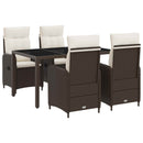 vidaXL Kültéri étkező szett 5 pcs Barna és Krémfehér 150 x 90 x 75 cm