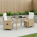 vidaXL Kültéri étkező szett 3 pcs Beige és Krémszínű 90 x 90 x 75 cm