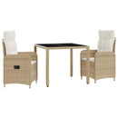 vidaXL Kültéri étkező szett 3 pcs Beige és Krémszínű 90 x 90 x 75 cm