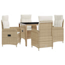 vidaXL Kültéri étkező szett 5 pcs Beige és Krémszínű 90 x 90 x 75 cm