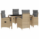 vidaXL Kültéri étkező szett 5 db Beige és Világosszürke polirattan