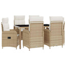 vidaXL Kültéri étkező szett 7 pcs Beige és Krémszínű 150 x 90 x 75 cm