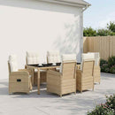 vidaXL Kültéri étkező szett 7 pcs Beige és Krémszínű 190 x 90 x 75 cm