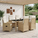 vidaXL Kültéri étkező szett 7 pcs Beige és Krémszínű 190 x 90 x 75 cm