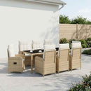 vidaXL Kültéri étkező szett 9 pcs Beige és Krémszínű 190 x 90 x 75 cm