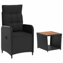 vidaXL Kerti lounge szett 2 db Fekete PE rattan és porbevonatos acél