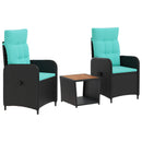 vidaXL Kerti lounge szett 3 db PE rattan és porbevonatos acél