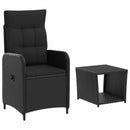 vidaXL Kerti lounge szett 2 db Fekete PE rattan és porbevonatos acél