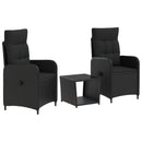 vidaXL Kerti lounge szett 3 db Fekete PE rattan és porbevonatos acél
