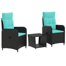 vidaXL Kerti lounge szett 3 db PE rattan és porbevonatos acél
