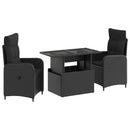 vidaXL Kültéri étkező szett 3 pcs Fekete polirattan