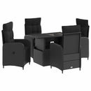 vidaXL Kültéri étkező szett 5 pcs Fekete polirattan