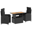 vidaXL Kültéri étkező szett 3 pcs Fekete