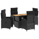 vidaXL Kültéri étkező szett 5 pcs Fekete