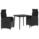 vidaXL Kanapé Asztal Készlet párnával párnával 3 pcs Fekete