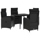 vidaXL Kanapé Asztal Készlet párnával párnával 5 pcs Fekete