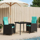 vidaXL Kanapé Asztal Készlet 3 pcs PE rattan és porbevonatos acél