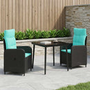 vidaXL Kanapé Asztal Készlet 3 pcs PE rattan és porbevonatos acél