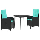 vidaXL Kanapé Asztal Készlet 3 pcs PE rattan és porbevonatos acél