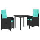 vidaXL Kanapé Asztal Készlet 3 pcs PE rattan és porbevonatos acél