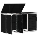 vidaXL Kerekes Hulladékgyűjtő Tárolás Fekete 207 x 77,5 x 112,5 cm
