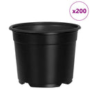 vidaXL Kerek Virágcserép 200 pcs Fekete Ø 10 x 8 cm Műanyag