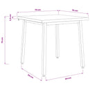 vidaXL 70 x 70 x 75 cm Tömör Akácfa Fehér Négyzet