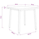 vidaXL 90 x 90 x 75 cm Tömör Akácfa Sötétbarna és Fekete Négyzet