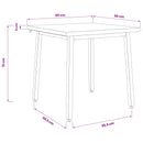 vidaXL 80 x 80 x 75 cm Tömör Akácfa Természetes és Fehér Négyzet