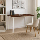 vidaXL 120 x 80 x 75 cm Tömör Akácfa Sötétbarna és fehér Négyszögletes