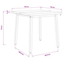 vidaXL 90 x 90 x 75 cm Tömör Akácfa Sötétbarna és fehér Négyzet