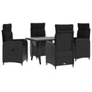 vidaXL Kültéri étkező szett 5 pcs Fekete polirattan