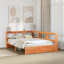 vidaXL Könyvespolcos Ágy 2 pcs Faggyú barna 200 x 150 cm Tömör fenyőfa