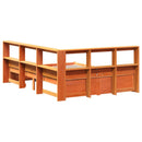 vidaXL Könyvespolcos Ágy 2 pcs Faggyú barna 200 x 150 cm Tömör fenyőfa