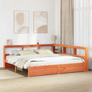 vidaXL Könyvespolcos Ágy 2 pcs Faggyú barna 200 x 200 cm Tömör fenyőfa