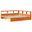 vidaXL Könyvespolcos Ágy 2 pcs Faggyú barna 200 x 200 cm Tömör fenyőfa