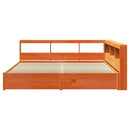 vidaXL Könyvespolcos Ágy 2 pcs Faggyú barna 200 x 200 cm Tömör fenyőfa