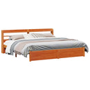 vidaXL Ágykeret fejtámlával Faggyú barna 200 x 200 cm Tömör fenyőfa