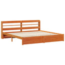 vidaXL Ágykeret fejtámlával Faggyú barna 200 x 200 cm Tömör fenyőfa