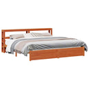vidaXL Ágykeret fejtámlával Faggyú barna 200 x 200 cm Tömör fenyőfa