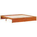 vidaXL Ágykeret fejtámlával Faggyú barna 200 x 200 cm Tömör fenyőfa