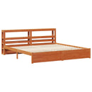vidaXL Ágykeret fejtámlával Faggyú barna 200 x 200 cm Tömör fenyőfa
