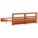 vidaXL Ágykeret fejtámlával Faggyú barna 200 x 200 cm Tömör fenyőfa