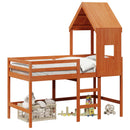 vidaXL Tetőtéri ágykeret Viaszbarna 90 x 190 cm Tömör fenyő